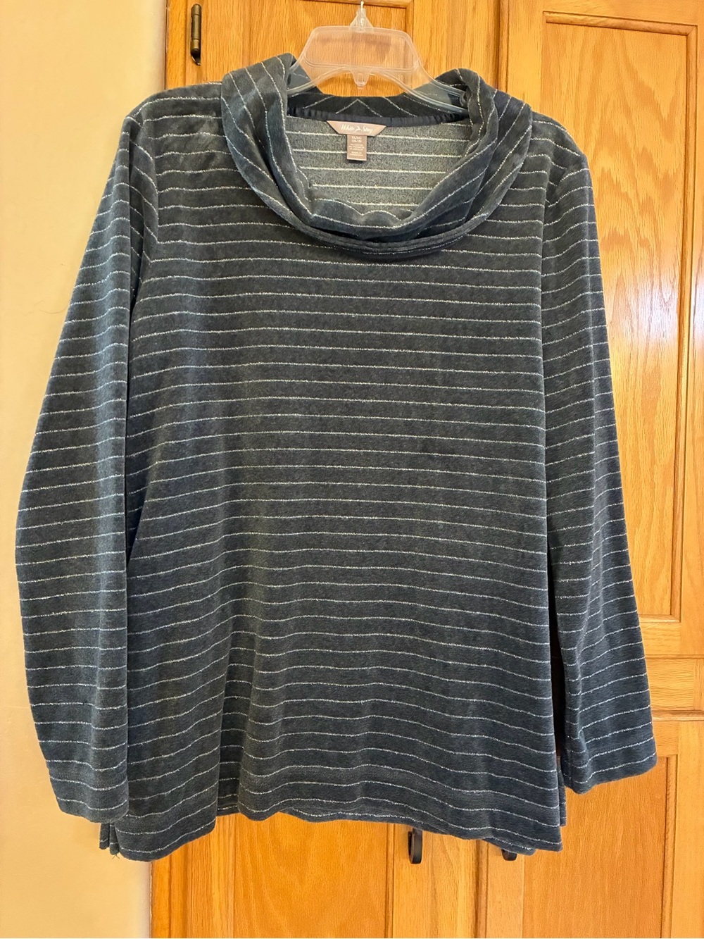 White Stag Women's Striped Cowl Neck Sweater - Gray
